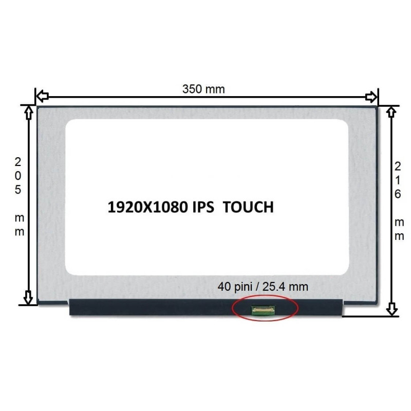 Display laptop BOE NV156FHM-T01 V8.1 15.6 inch 1920x1080 Full HD IPS 40 pini cu touch